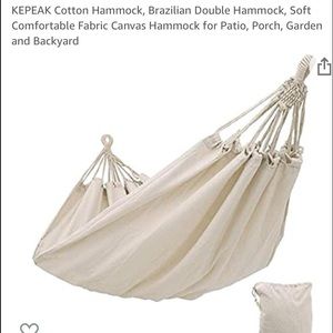 Cotton hammock with ties as well as hooks